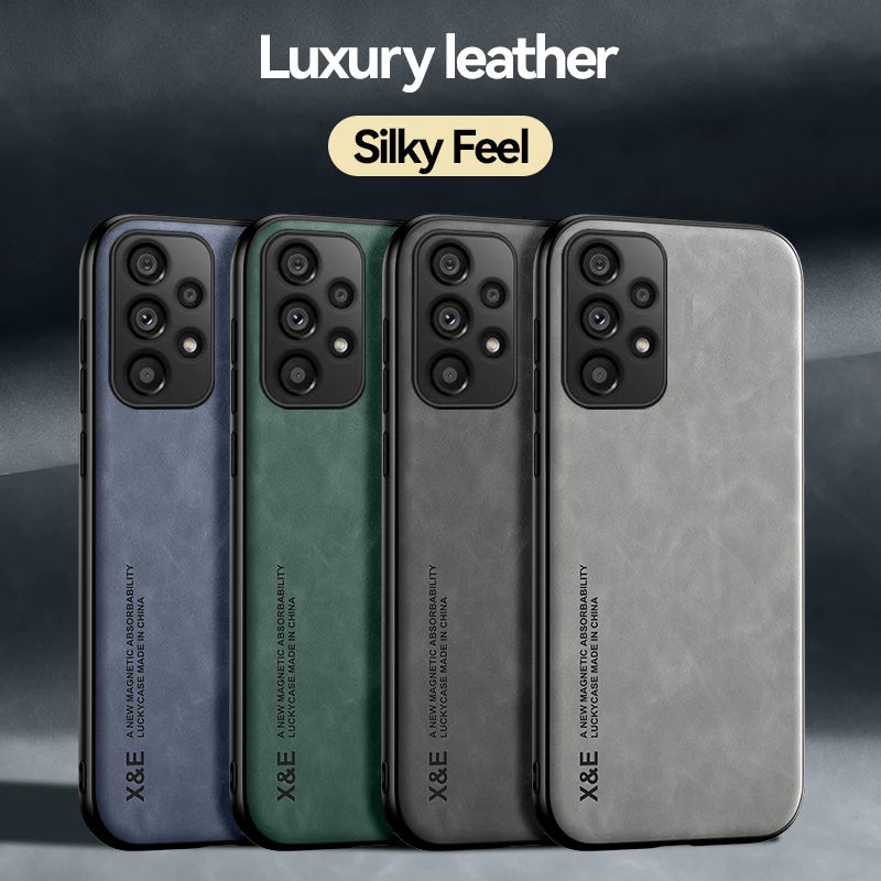 Funda de teléfono de cuero esmerilado magnético con placa de hierro oculta para Xiaomi 17 Pro Max 15T 15 14 14T 13 13T 12 12T 11 11T Pro