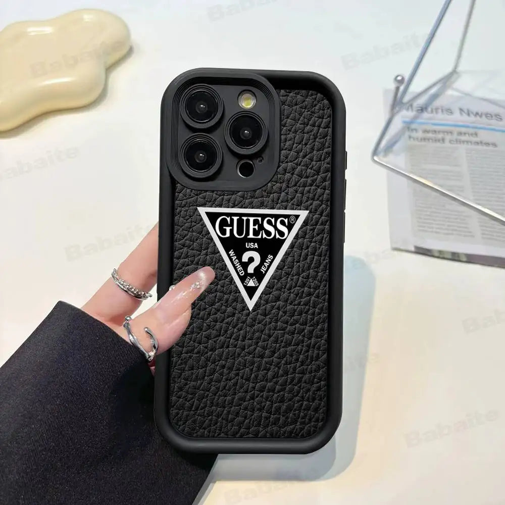 Funda de Silicona Suave para Teléfono de la Marca de Moda G-Guess para iPhone 17 16 14 13 12 11 15 Pro Max Plus Air Cover