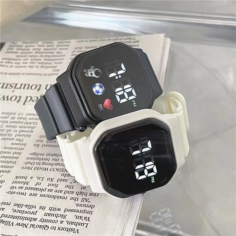 Reloj Deportivo para Niños, Relojes Digitales LED, Correa de Silicona de Fútbol, Reloj de Pulsera Electrónico Impermeable para Niños y Niñas, Regalos