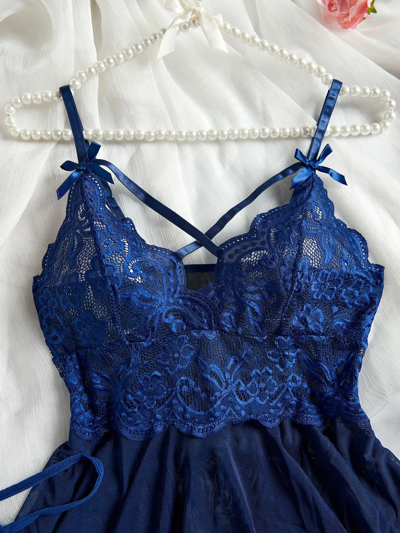 Lencería Sexy roja transparente, ropa interior para mujer, ropa de dormir transparente, camisón de encaje y bragas, conjuntos de Pijamas, camisón Sexy para mujer