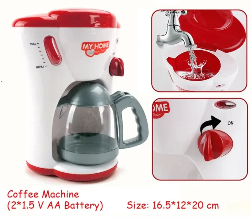 Electrodomésticos de cocina, juguetes, juego de cocina para niños, juego de cocina, accesorios para casa de muñecas, licuadora, cafetera, máquina mezcladora, tostadora