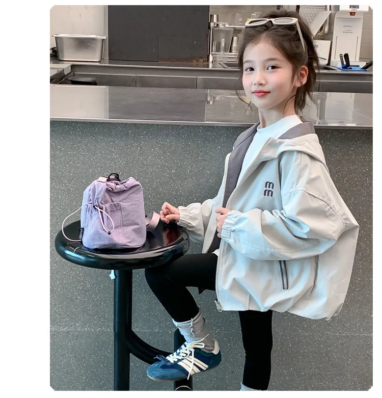 Chaqueta Reversible con Capucha para Niños, Primavera-Otoño 2026, Chaqueta Casual Impermeable y Cortavientos para Adolescentes, Ropa Infantil
