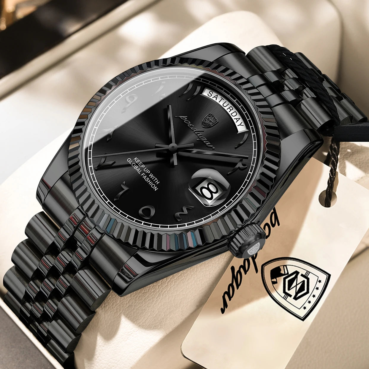 Reloj de Pulsera para Hombre de la Marca POEDAGAR, a la Moda, Resistente al Agua, con Fecha y Día de la Semana, Reloj de Negocios para Hombre, de Acero Inoxidable, de Alta Calidad, de Cuarzo