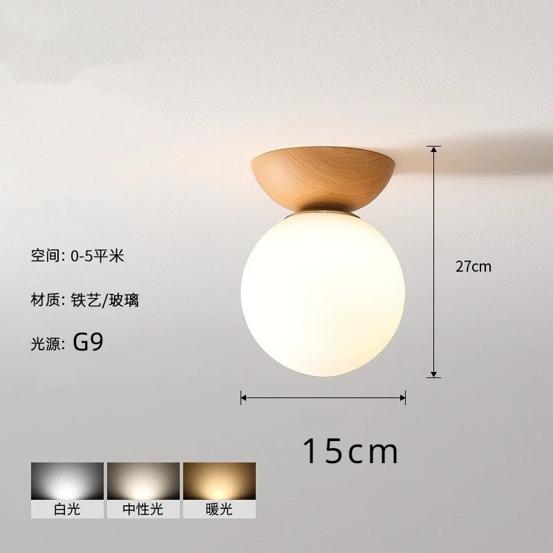 Lámparas para sala de estar, luz Led de techo para puerta de entrada japonesa, pasillo de aire, balcón nórdico, bola redonda