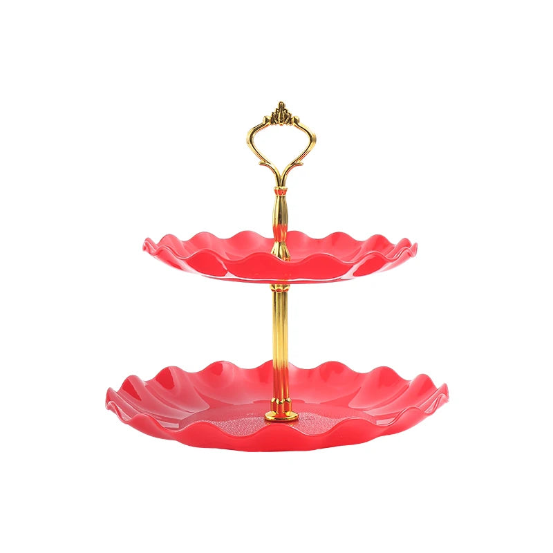 Soporte Redondo de Doble Capa para Pasteles y Dulces, Plato de Frutas para Bodas y Fiestas, Bandeja Decorativa para el Hogar, Exquisito