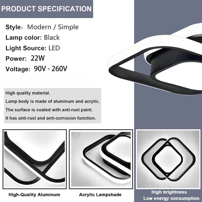 Lámpara de techo LED moderna para sala de estar, dormitorio, guardarropa, pasillo, escalera, luz de techo, decoración interior del hogar, accesorio de iluminación