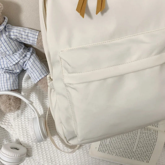 Mochila escolar de gran capacidad, mochila escolar con cremallera de color sólido para estudiantes universitarios, mochilas de compras de estilo sencillo, versión coreana