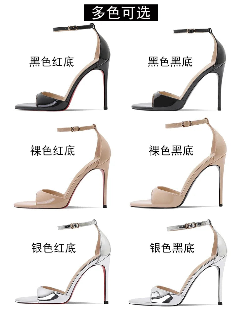 Novedad de verano, tacones altos color nude para mujer, tacones delgados, impresionante estilo princesa, sandalias de un botón con falda 33-46