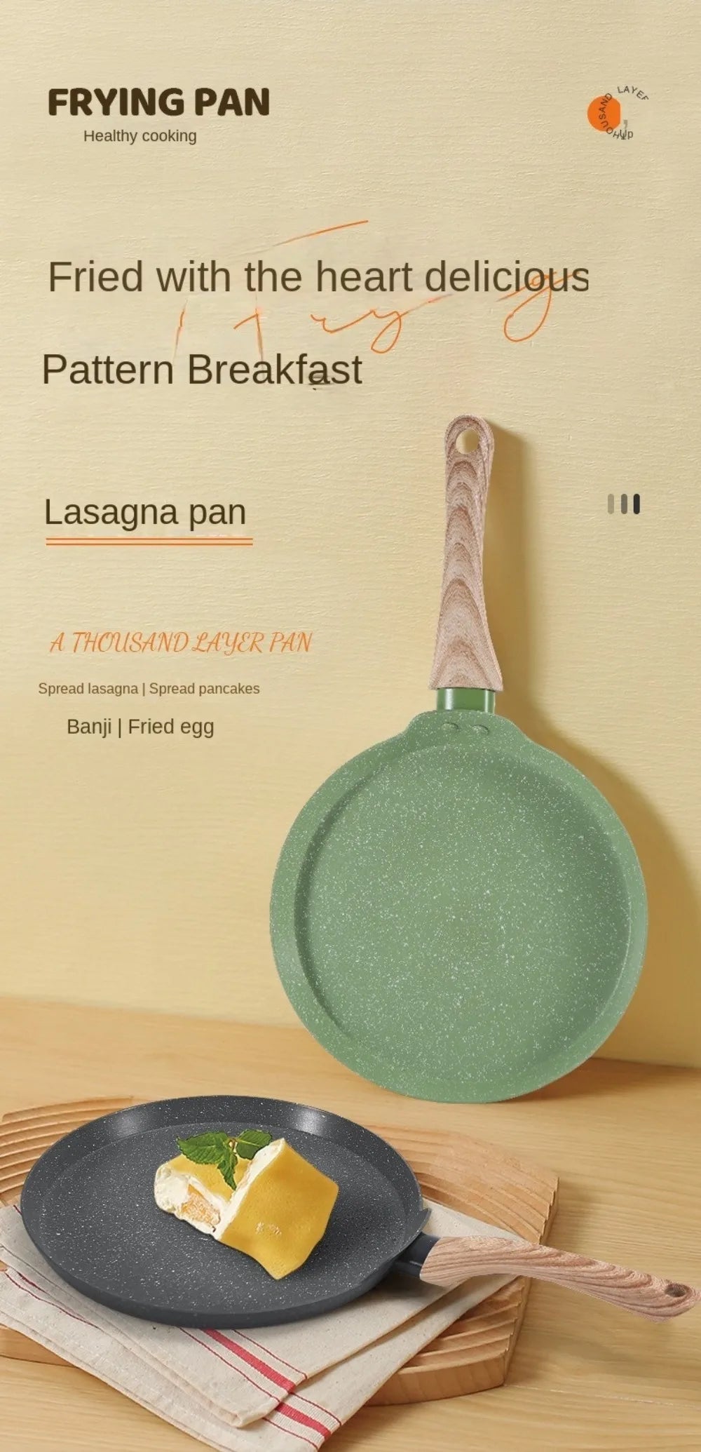 Olla para panqueques japonesa duradera de 6/8/10 pulgadas, sartén antiadherente fácil de limpiar, cocina para desayuno, Cocina de Inducción de Gas