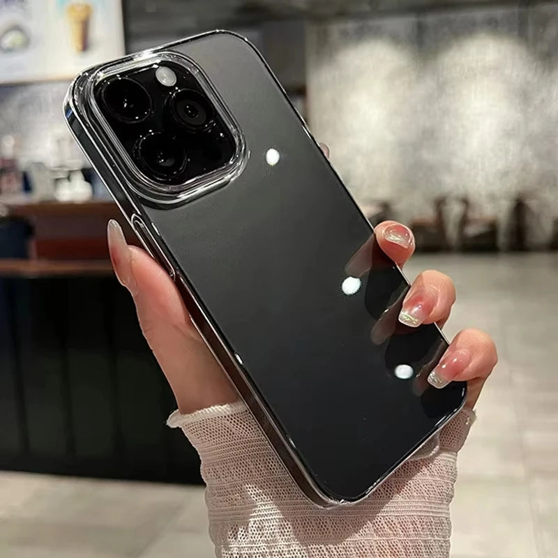 Fundas de parachoques transparentes a prueba de golpes de lujo para iPhone 16 15 14 13 12 11 Pro Max Plus accesorios de cubierta de teléfono acrílico suave transparente