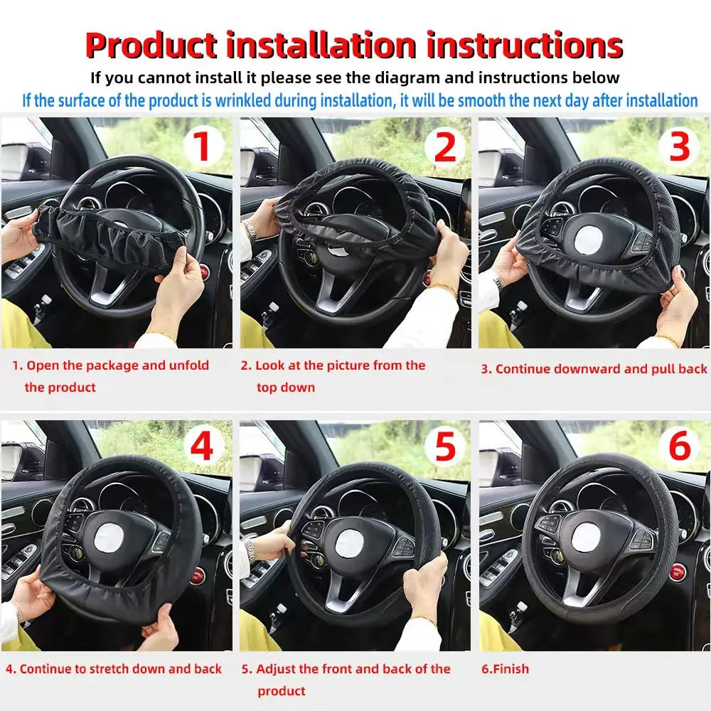 Coche en relieve tridimensional de cuero Artificial sin anillo interior cubierta de volante piezas de automóvil para 14,5-15 pulgadas