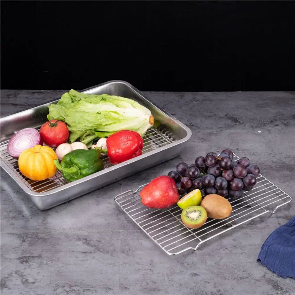 Rejilla de enfriamiento de acero inoxidable, soporte antiadherente para pastelería, bandeja para horno, macarrones, pan, galleta, utensilios de cocina para hornear pasteles