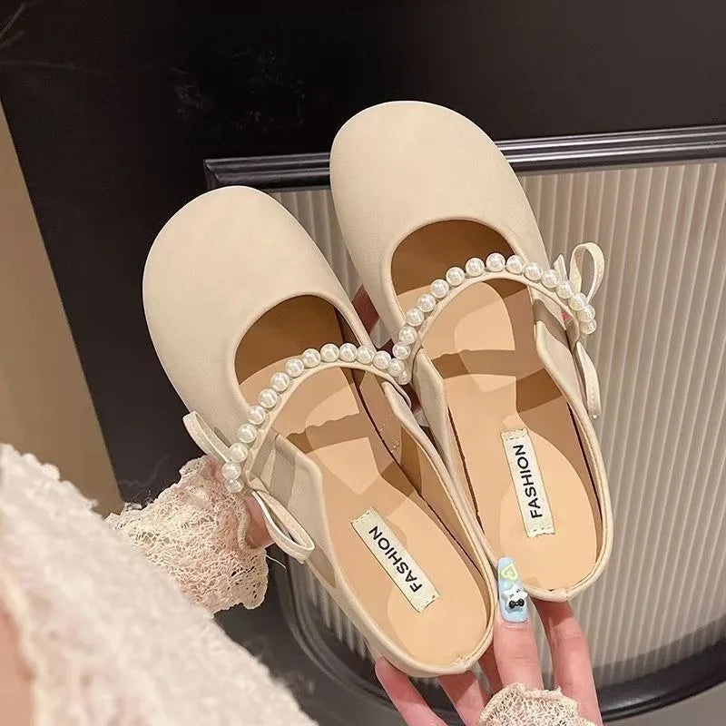 Sandalias Mary Jane de mujer, estilo nuevo, para primavera y verano, con suela plana, suave, cerrada y tipo pantufla.