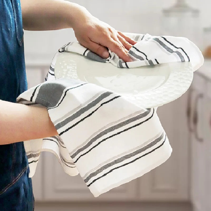 Paños de Cocina de Algodón, Paños de Tela a Rayas, Servilletas de Tela para el Hogar y la Cocina, Paños para Lavar Platos, Suministros para Restaurantes