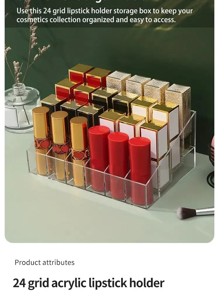 Organizador de Lápices Labiales Transparente para el Hogar, Caja de Almacenamiento de Plástico para Escritorio, Organizador de Cosméticos