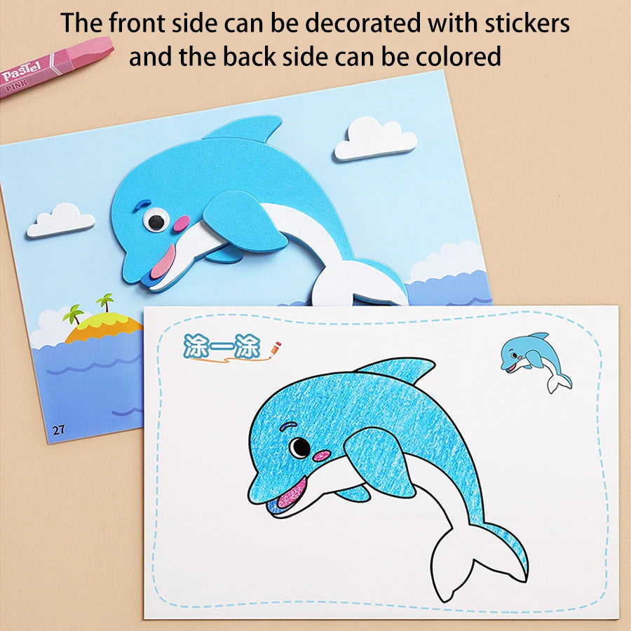 6 unids/set 3D pegatina de espuma EVA DIY rompecabezas de animales de princesa de dibujos animados para niños estilos multipatrones juguetes para niños regalo