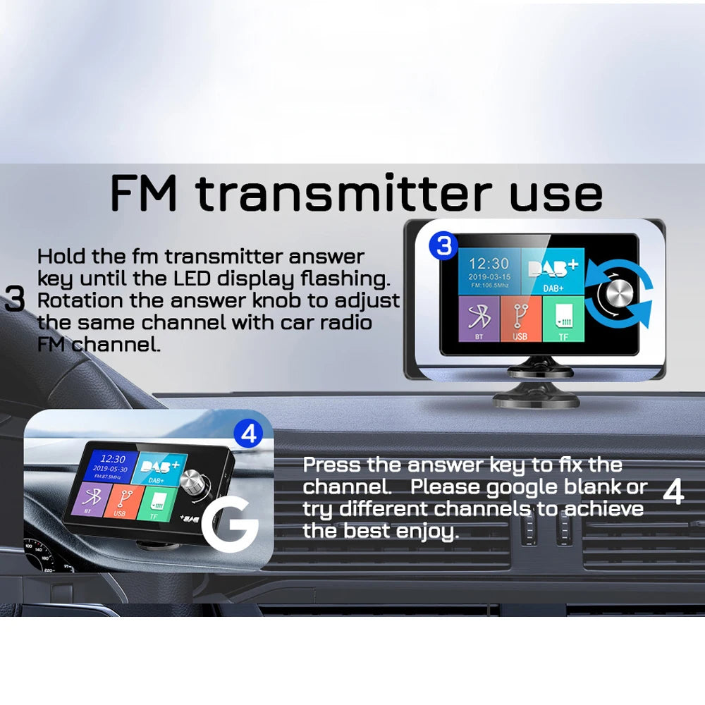 2.8inch Color Screen DAB/DAB+ Digital Broadcast Radio RDS Support FM Transmitter BT Music MP3 AUX Receiver