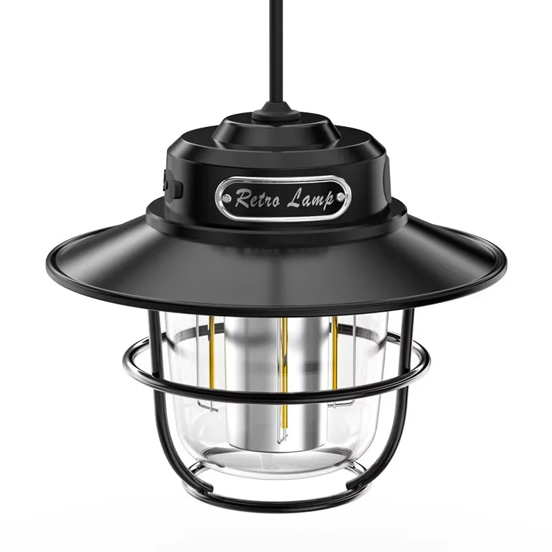 Lámpara LED para acampar, lámpara colgante Retro, luz portátil con atenuación continua para acampar, linterna de luz recargable impermeable para exteriores