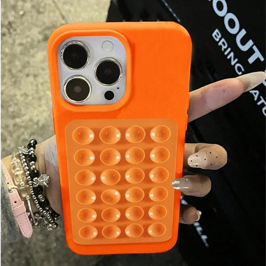 Funda para iPhone 17 16 15 Pro Plus 14 13 12 11 Pro Max, Antigolpes, de Lujo, con Soporte de Succión 3D, Diseño Litchi