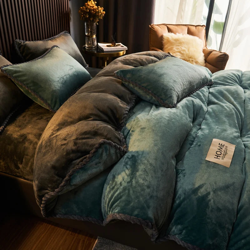 Funda nórdica de felpa para cama de pareja, colchas para cama individual, doble, Queen, King, Velvect, cálida y suave, nórdica, para invierno