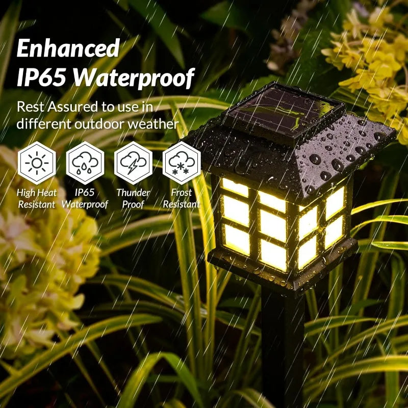 Paquete de 2 luces solares para caminos, lámpara Solar para exteriores, iluminación de paisaje impermeable para jardín, Patio, pasarela, entrada, decoración de acampada