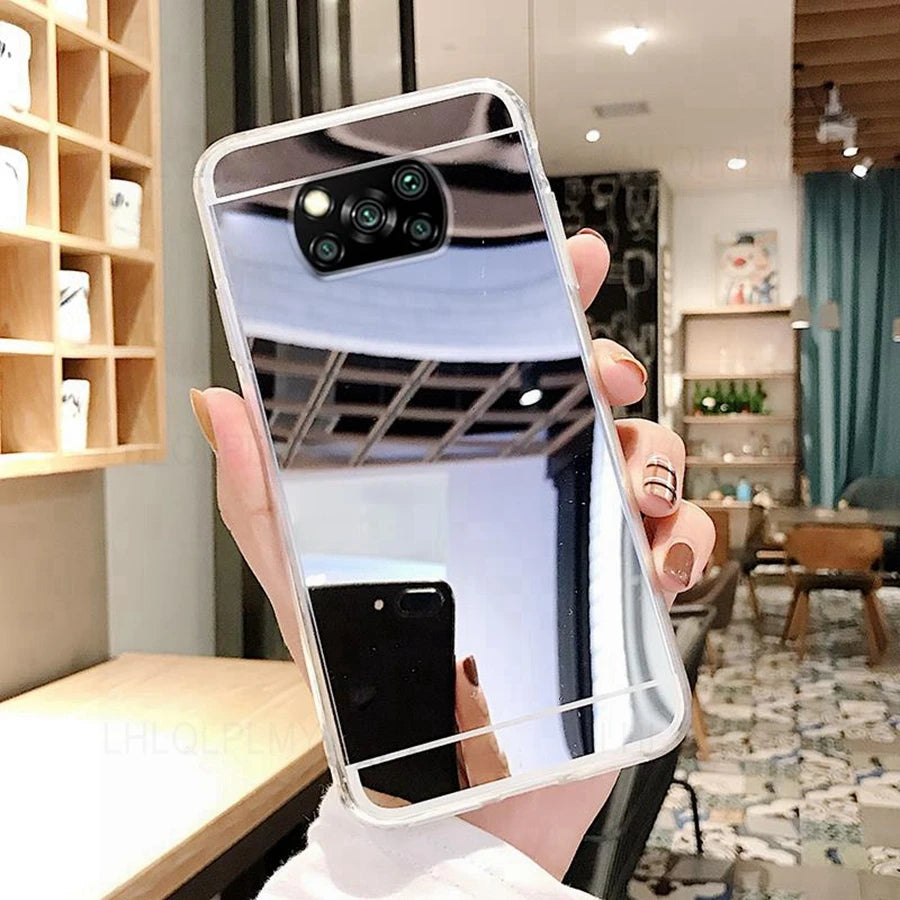 Funda de silicona suave con espejo de maquillaje para Xiaomi Poco M3 X6 Redmi Note 10 11 Pro Plus 5G 10S 11S 10A 10C