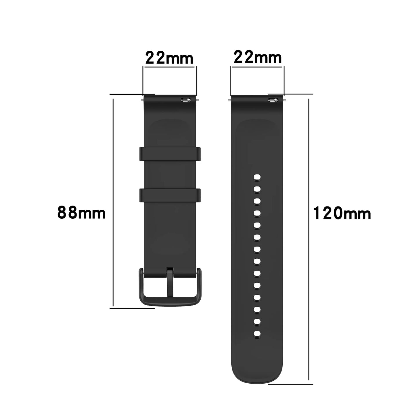 Correa de silicona para Huawei Watch GT 3 GT3 GT2 46 mm 42 mm Correa de silicona con hebilla negra con cola redonda
