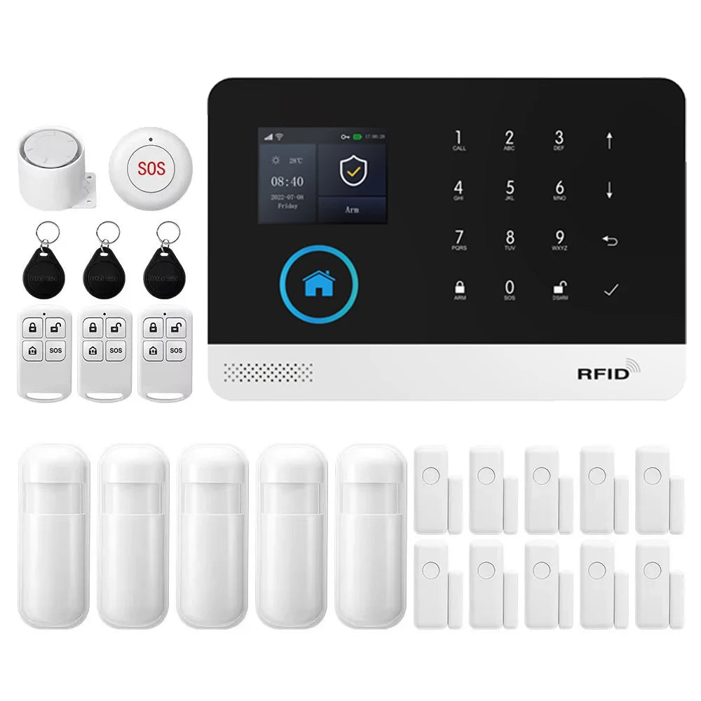 PGST alarma antirrobo inteligente WiFi 4G Works with Tuya Smart Life sistema seguridad inalámbrico hogar apartamento control remoto app sensores puerta ventana instalación rápida sin tarifas adicionales