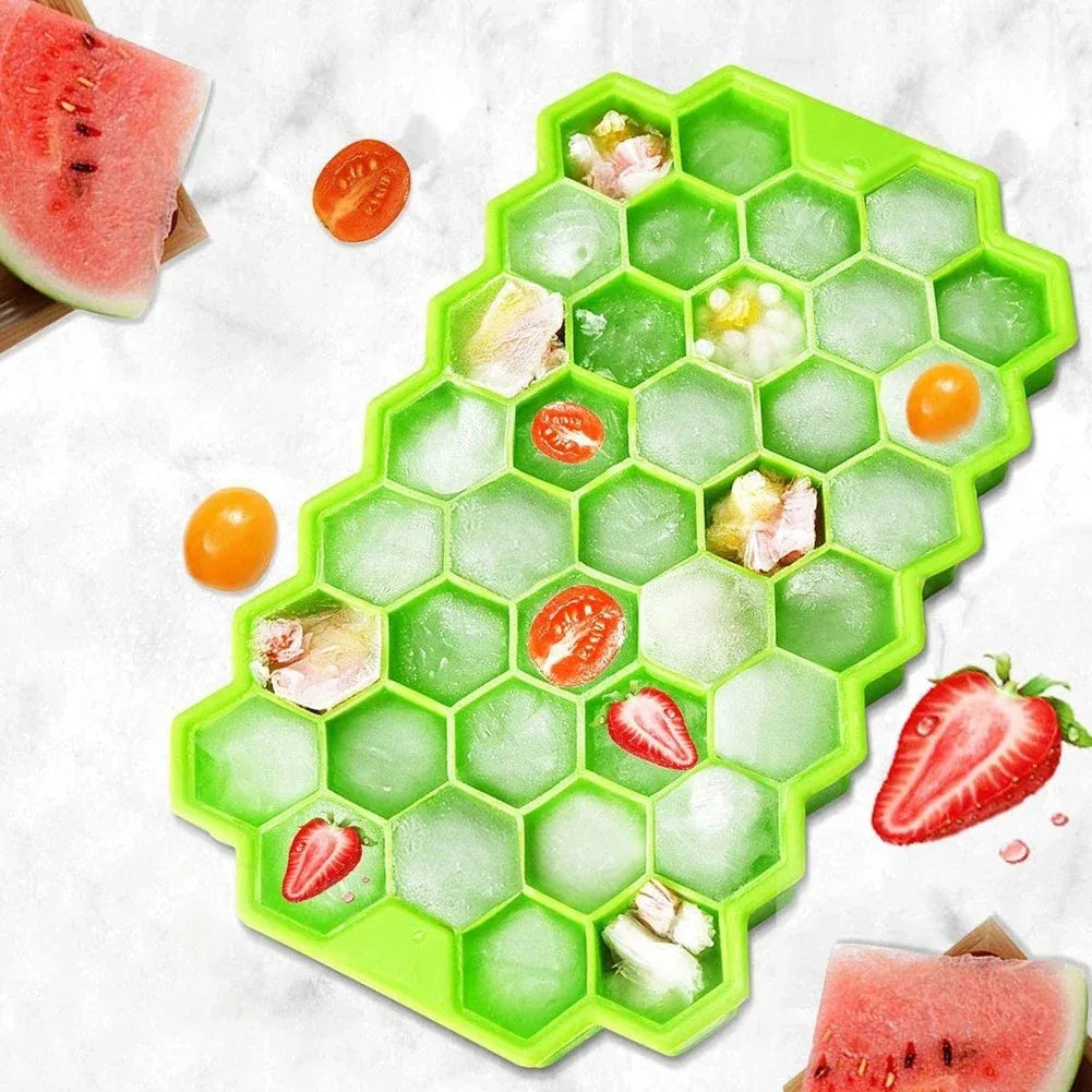 Molde para cubitos de hielo de 37 cavidades, molde para cubitos de hielo de silicona reutilizable, máquina para hacer helados sin BPA con tapas, molde para paletas DIY, bandejas para cubitos de hielo