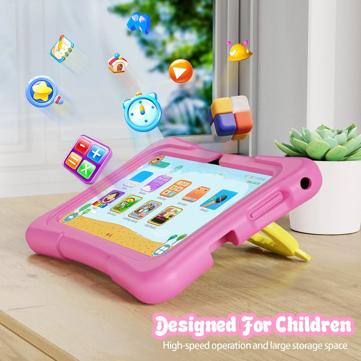 Tableta PRITOM para Niños de 7 Pulgadas, Android 13, 32 GB, WiFi, Bluetooth, Cámara Dual, Software Educativo Instalado, con Funda Protectora