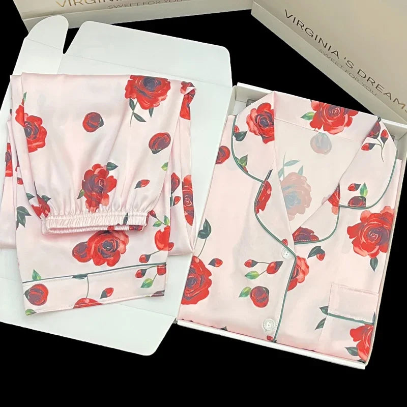Ropa de dormir con estampado de estética para mujer, pijamas dulces Y2k, estilo europeo, elegante, con clase, a la moda, primavera y otoño