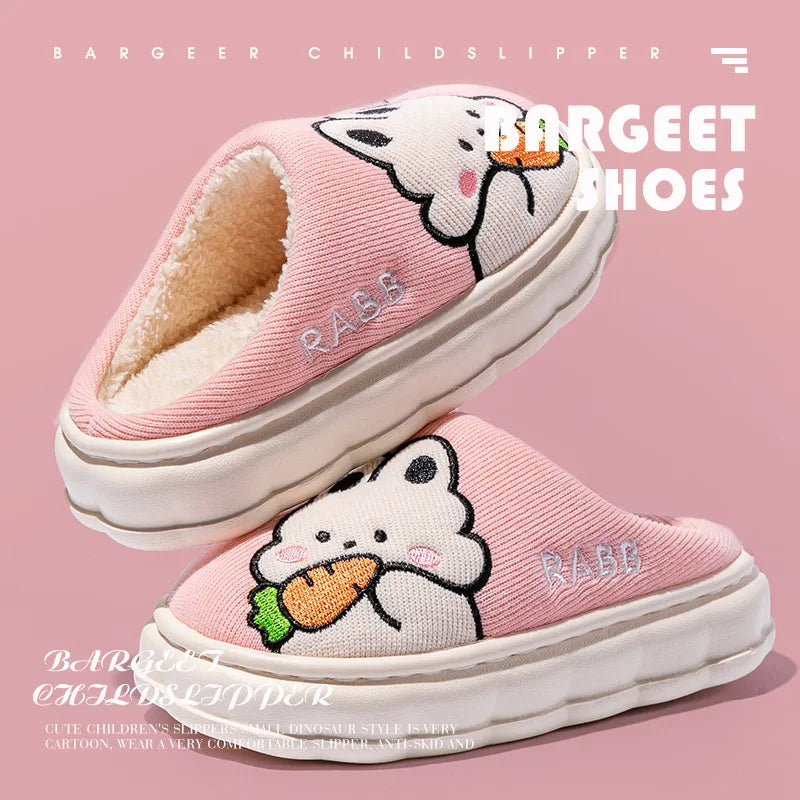 Otoño Invierno niños zapatillas de algodón niños pequeños interior antideslizante cálido Zapatilla de casa niños niñas bebé lindo zapatos de felpa de dibujos animados