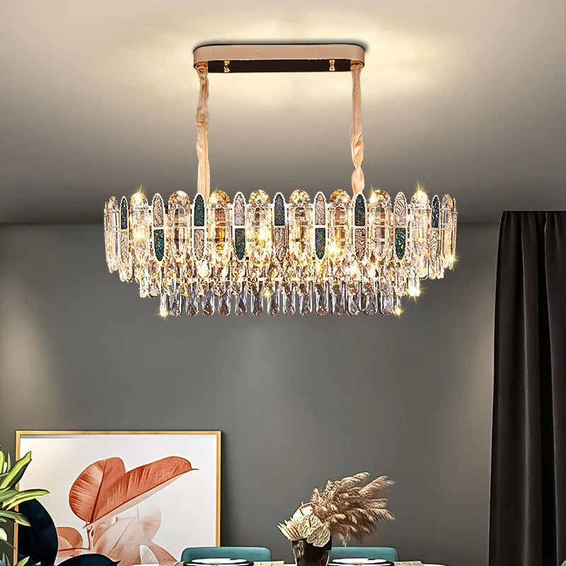 Techo para comedor, candelabro de cristal Led moderno, lámpara colgante de techo para sala de estar, Villa, Loft, iluminación colgante