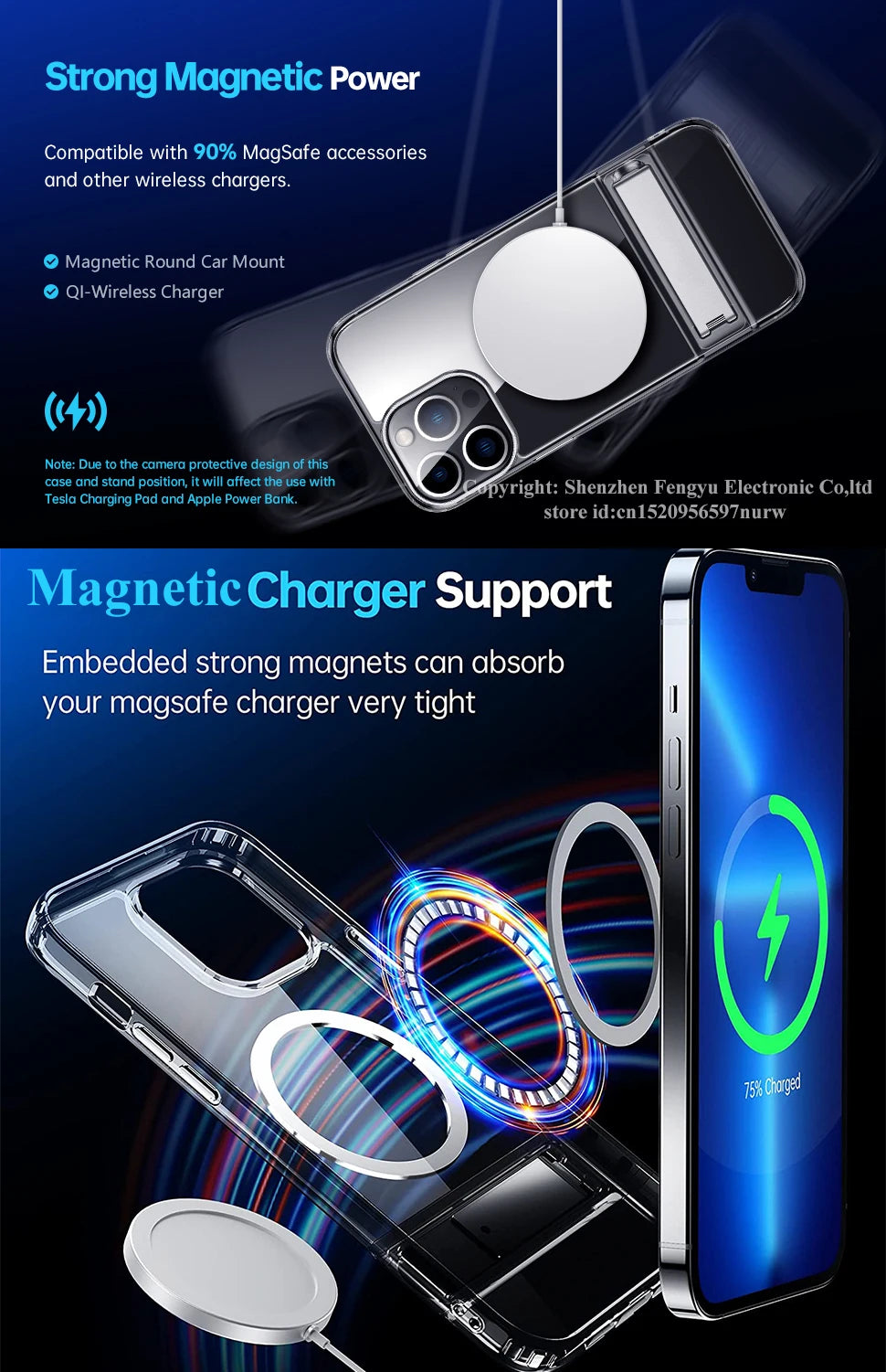 Funda de teléfono con soporte magnético para iPhone 17 16 15 14 Pro Max Plus 12 13 Mini 11 fundas móviles con soporte contraportada a prueba de golpes
