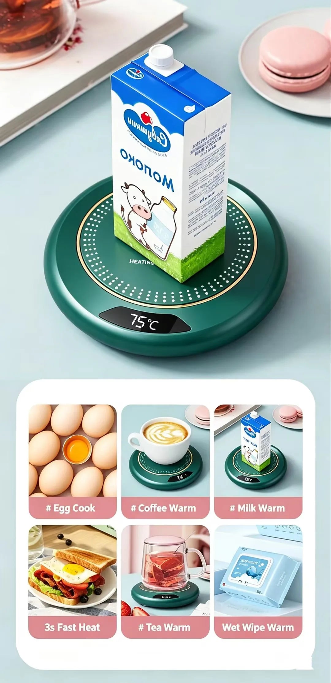 Nuevo Posavasos Calefactor USB con Temperatura Constante, Calentador Inteligente para Tazas de Café y Leche, Calentador Térmico Automático para Oficina y Hogar