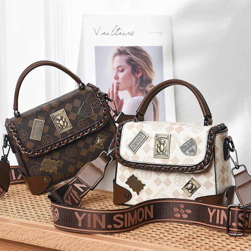 Bolsos de lujo de diseñador, bolsos de mano Vintage de cuero suave para mujer, bolsos de mensajero de alta calidad, bolso cuadrado pequeño de hombro para mujer