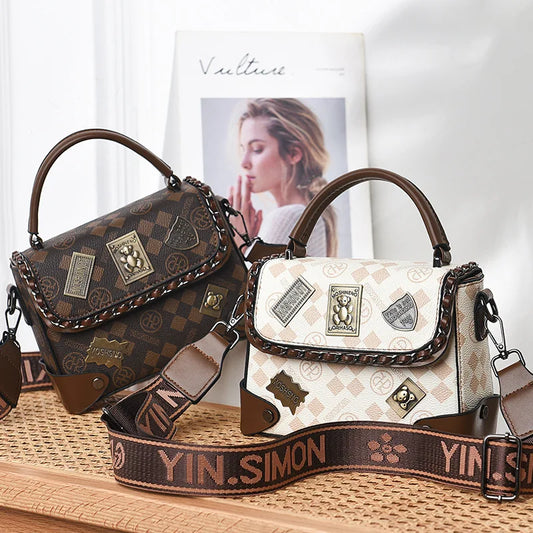 Bolsos de lujo de diseñador, bolsos de mano Vintage de cuero suave para mujer, bolsos de mensajero de alta calidad, bolso cuadrado pequeño de hombro para mujer