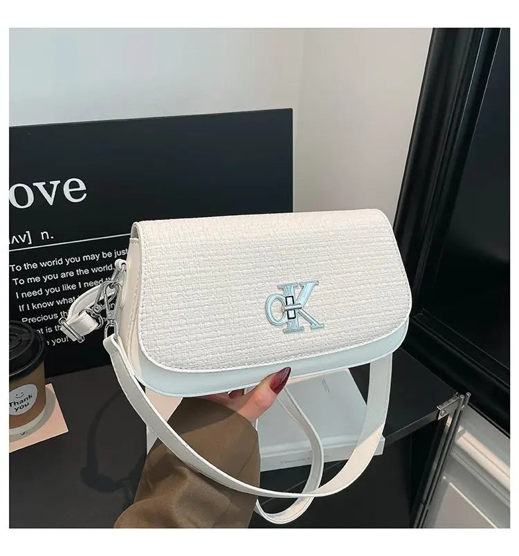 Bolso Bandolera de Lujo Exclusivo para Mujer, con Logotipo de Diseñador, Gran Capacidad, de Cuero, Elegante, Texturizado, para el Día a Día