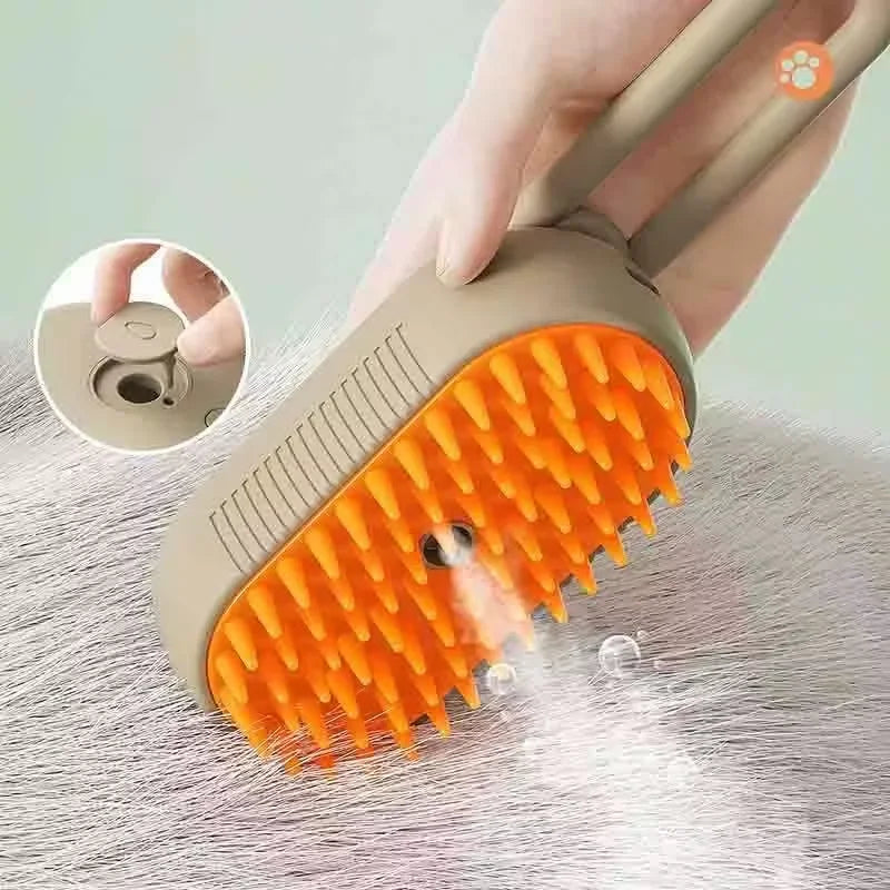 Cepillo de masaje para mascotas (gatos y perros) con pulverizador de vapor de un botón, plegable, giratorio, para eliminación de pelo y baño # Herramientas de limpieza para mascotas