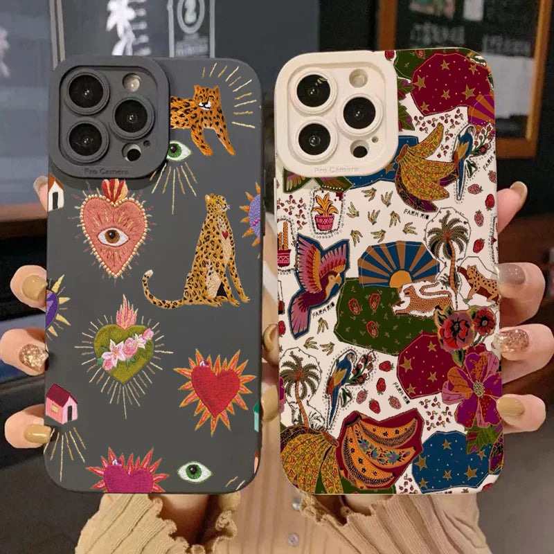 Funda de teléfono con ojos de leopardo florales para Xiaomi Mi 14T 13T 12T Pro 14 13 12 11 Lite 5G NE Poco F6 F5 X5 M6 X7 Pro funda suave de silicona