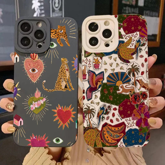 Blumige Leopardenaugen-Handyhülle für Xiaomi Mi 14T 13T 12T Pro 14 13 12 11 Lite 5G NE Poco F6 F5 X5 M6 X7 Pro weiche Silikonhülle