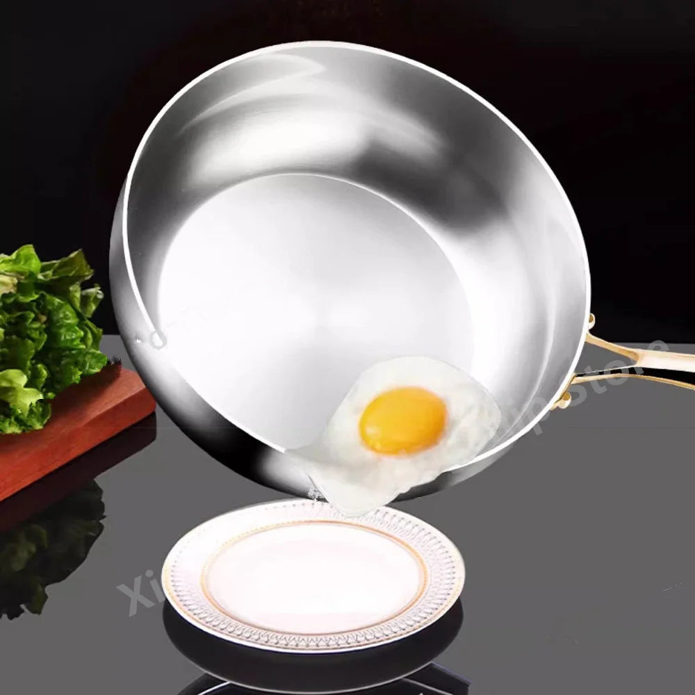 Sartén de acero inoxidable 316, Wok sin recubrimiento aprofundado, sartenes antiadherentes, estufa de Gas, Cocina de Inducción, utensilios de cocina universales