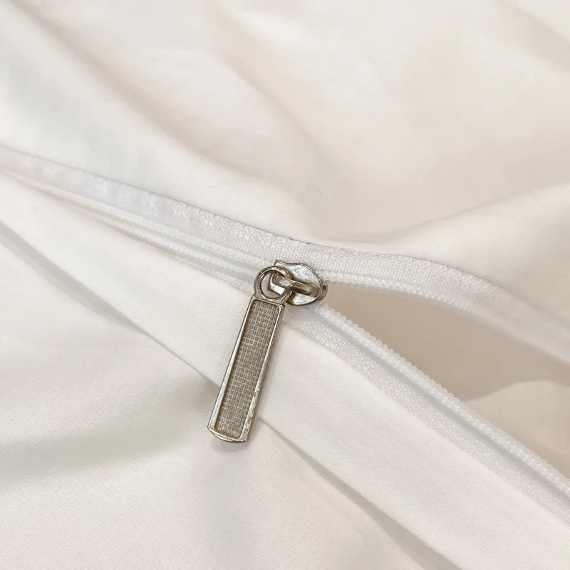 Juego de ropa de cama de lujo para Hotel, funda de edredón con bordado de Color sólido, Sábana plana/ajustada, fundas de almohada, tamaño Queen y King, 100% algodón