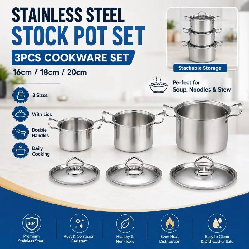 Olla de Cocina de Acero Inoxidable, Cacerola Antiadherente para Leche con Tapa, Utensilios de Cocina, Accesorios, Ollas para Sopa, Portátil para Camping