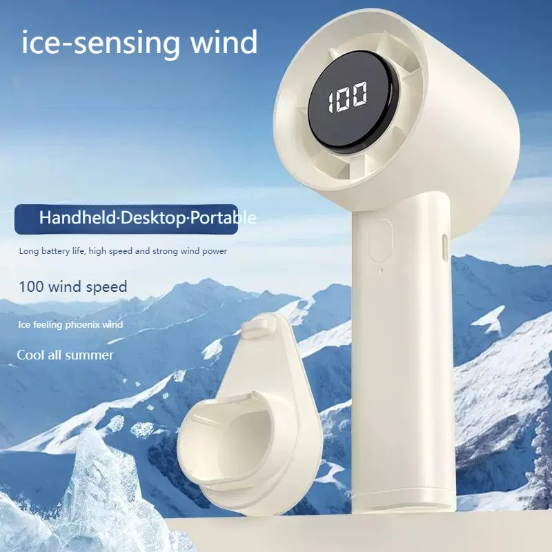 Mini ventilador portátil de mano con pantalla LED refrigeración semiconductora 100 velocidades batería recargable USB ventilador para exteriores