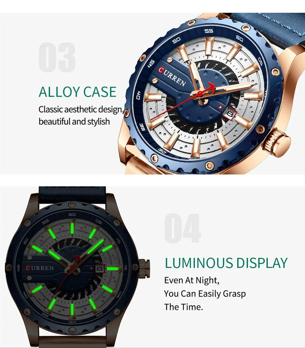 Marca CURREN, reloj de cuarzo para hombre, nueva moda, resistente al agua, informal, de negocios, militar, reloj para hombre, relojes con fecha automática, reloj Masculino
