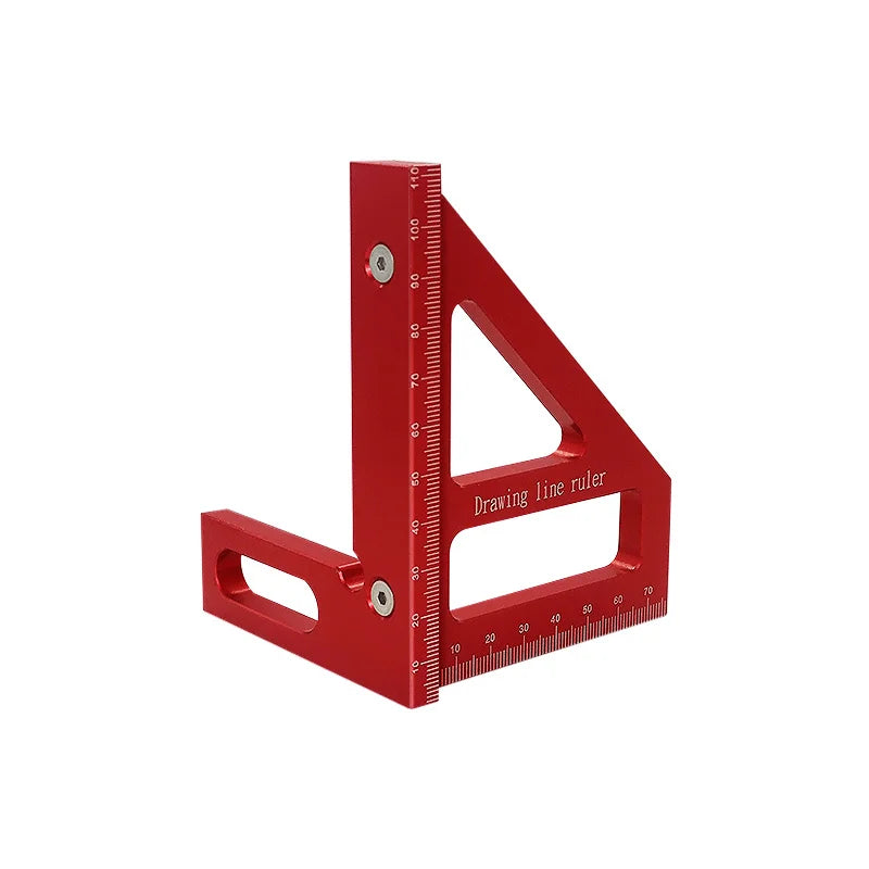 Transportador cuadrado de carpintero, regla triangular de inglete de aluminio, multiángulo 3D, regla de medición de diseño de 45/90 grados