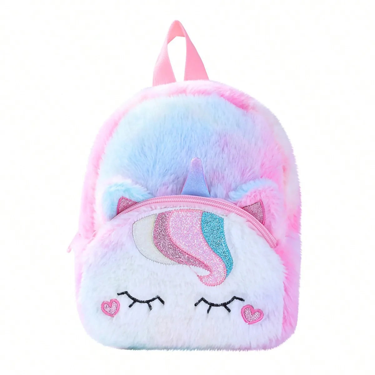 Nueva mochila transfronteriza de dibujos animados de unicornio de peluche para niños, mochila, mochila pequeña para chica bonita, mochila escolar
