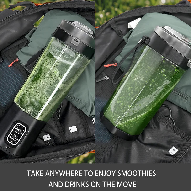 Licuadora eléctrica portátil para hacer jugo, mezclador de frutas recargable por USB de 700ML, exprimidor de 6 hojas para batidos, batidos, taza de jugo fresco