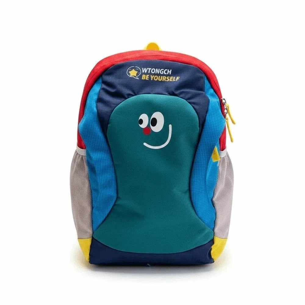 Mochila de tela Oxford para niños, mochila ergonómica con dibujos animados para guardería, mochila ligera y duradera con bloques de color para estudiantes